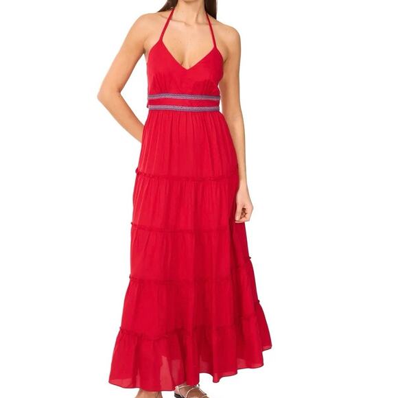 Vince Camuto Dresses & Skirts - Vince Camuto Radiant Red Halter Maxi Dress NWT Size L Rio Grande 2 Boho
